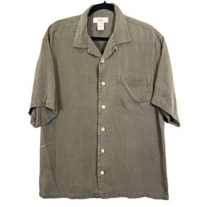 Banana Joe 100% Silk Men's Shirt Dark Olive Green Chest Pocket Washable Size XL